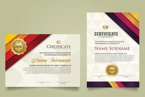 set certificate template with stripes ornament and modern texture pattern background. Diploma. Vector illustration