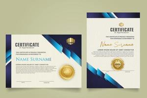 set certificate template with ribbon stripes ornament and modern texture pattern background. Diploma. Vector illustration