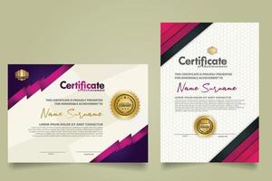 set certificate template with ribbon stripes ornament and modern texture pattern background. Diploma. Vector illustration