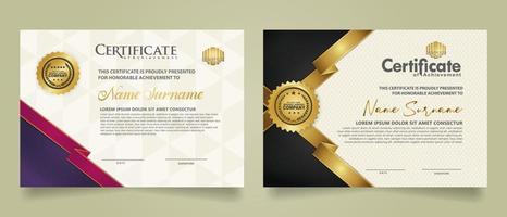 set certificate template with ribbon stripes ornament and modern texture pattern background. Diploma. Vector illustration