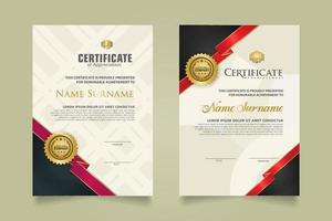 set certificate template with ribbon stripes ornament and modern texture pattern background. Diploma. Vector illustration