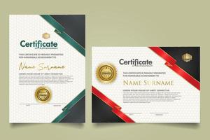 set certificate template with ribbon stripes ornament and modern texture pattern background. Diploma. Vector illustration