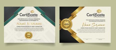 set certificate template with ribbon stripes ornament and modern texture pattern background. Diploma. Vector illustration