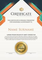 Certificate template with line halftone frame and modern pattern background, vector