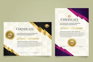 set certificate template with stripes ornament and modern texture pattern background. Diploma. Vector illustration