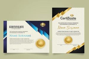 set certificate template with ribbon stripes ornament and modern texture pattern background. Diploma. Vector illustration