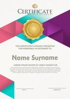 Certificate template with texture modern pattern background, vector