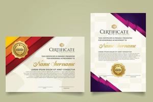 set certificate template with stripes ornament and modern texture pattern background. Diploma. Vector illustration