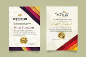 set certificate template with stripes ornament and modern texture pattern background. Diploma. Vector illustration