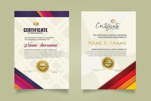 set certificate template with stripes ornament and modern texture pattern background. Diploma. Vector illustration