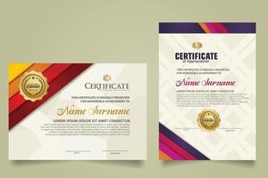 set certificate template with stripes ornament and modern texture pattern background. Diploma. Vector illustration