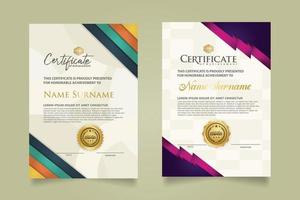 set certificate template with stripes ornament and modern texture pattern background. Diploma. Vector illustration