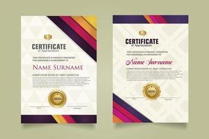 set certificate template with stripes ornament and modern texture pattern background. Diploma. Vector illustration