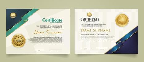 set certificate template with ribbon stripes ornament and modern texture pattern background. Diploma. Vector illustration