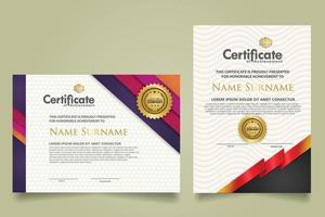 set certificate template with ribbon stripes ornament and modern texture pattern background. Diploma. Vector illustration