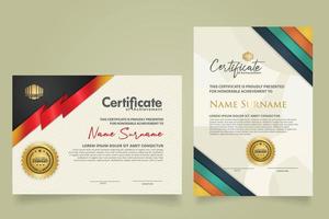 set certificate template with ribbon stripes ornament and modern texture pattern background. Diploma. Vector illustration