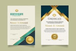 set certificate template with ribbon stripes ornament and modern texture pattern background. Diploma. Vector illustration