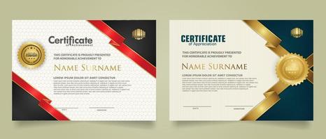 set certificate template with ribbon stripes ornament and modern texture pattern background. Diploma. Vector illustration