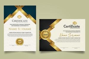 set certificate template with ribbon stripes ornament and modern texture pattern background. Diploma. Vector illustration