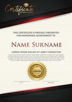 Luxury modern certificate template with flow lines effect ornament on texture pattern background, vector illustration