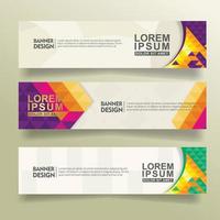 set abstract banner template design with triangle geometric polygonal style vector illustration