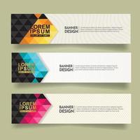 set abstract banner template design with triangle geometric polygonal style vector illustration