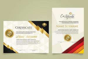 set certificate template with stripes ornament and modern texture pattern background. Diploma. Vector illustration