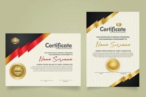 set certificate template with ribbon stripes ornament and modern texture pattern background. Diploma. Vector illustration