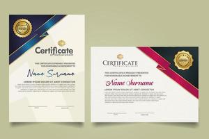 set certificate template with ribbon stripes ornament and modern texture pattern background. Diploma. Vector illustration