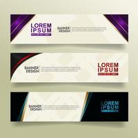 set abstract banner template design with flow line shape ornate on modern pattern background vector