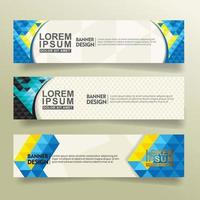 set abstract banner template design with triangle geometric polygonal style vector illustration