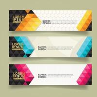 set abstract banner template design with triangle geometric polygonal style vector illustration