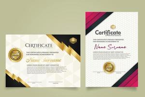 set certificate template with stripes ornament and modern texture pattern background. Diploma. Vector illustration