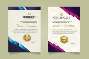 set certificate template with ribbon stripes ornament and modern texture pattern background. Diploma. Vector illustration