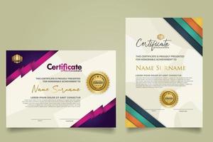 set certificate template with stripes ornament and modern texture pattern background. Diploma. Vector illustration