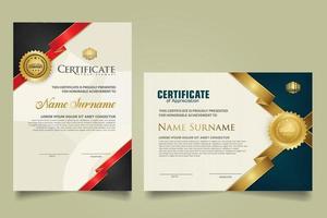 set certificate template with ribbon stripes ornament and modern texture pattern background. Diploma. Vector illustration