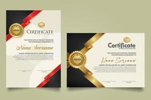 set certificate template with ribbon stripes ornament and modern texture pattern background. Diploma. Vector illustration