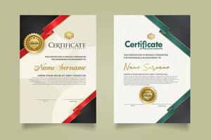 set certificate template with ribbon stripes ornament and modern texture pattern background. Diploma. Vector illustration