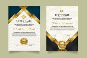 set certificate template with ribbon stripes ornament and modern texture pattern background. Diploma. Vector illustration