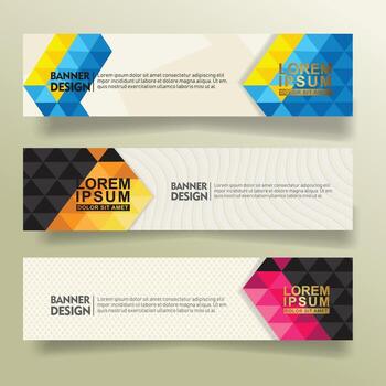 set abstract banner template design with triangle geometric polygonal style vector illustration