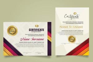 set certificate template with stripes ornament and modern texture pattern background. Diploma. Vector illustration