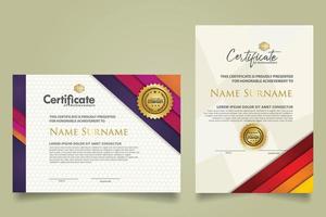 set certificate template with stripes ornament and modern texture pattern background. Diploma. Vector illustration