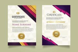 set certificate template with stripes ornament and modern texture pattern background. Diploma. Vector illustration