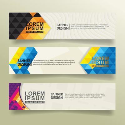 set abstract banner template design with triangle geometric polygonal style vector illustration