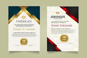 set certificate template with ribbon stripes ornament and modern texture pattern background. Diploma. Vector illustration