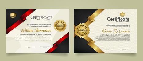 set certificate template with ribbon stripes ornament and modern texture pattern background. Diploma. Vector illustration