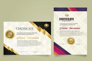 set certificate template with stripes ornament and modern texture pattern background. Diploma. Vector illustration