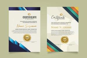 set certificate template with ribbon stripes ornament and modern texture pattern background. Diploma. Vector illustration