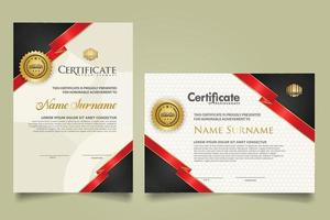 set certificate template with ribbon stripes ornament and modern texture pattern background. Diploma. Vector illustration