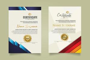 set certificate template with ribbon stripes ornament and modern texture pattern background. Diploma. Vector illustration
